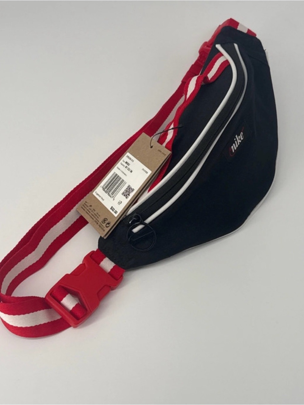 Nike Black and Red Stripe Belt Bag